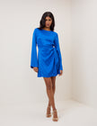 Electric Blue Satin Bow Tie Blair Mini Dress