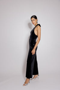 Black Velvet Halter Neck Jumpsuit