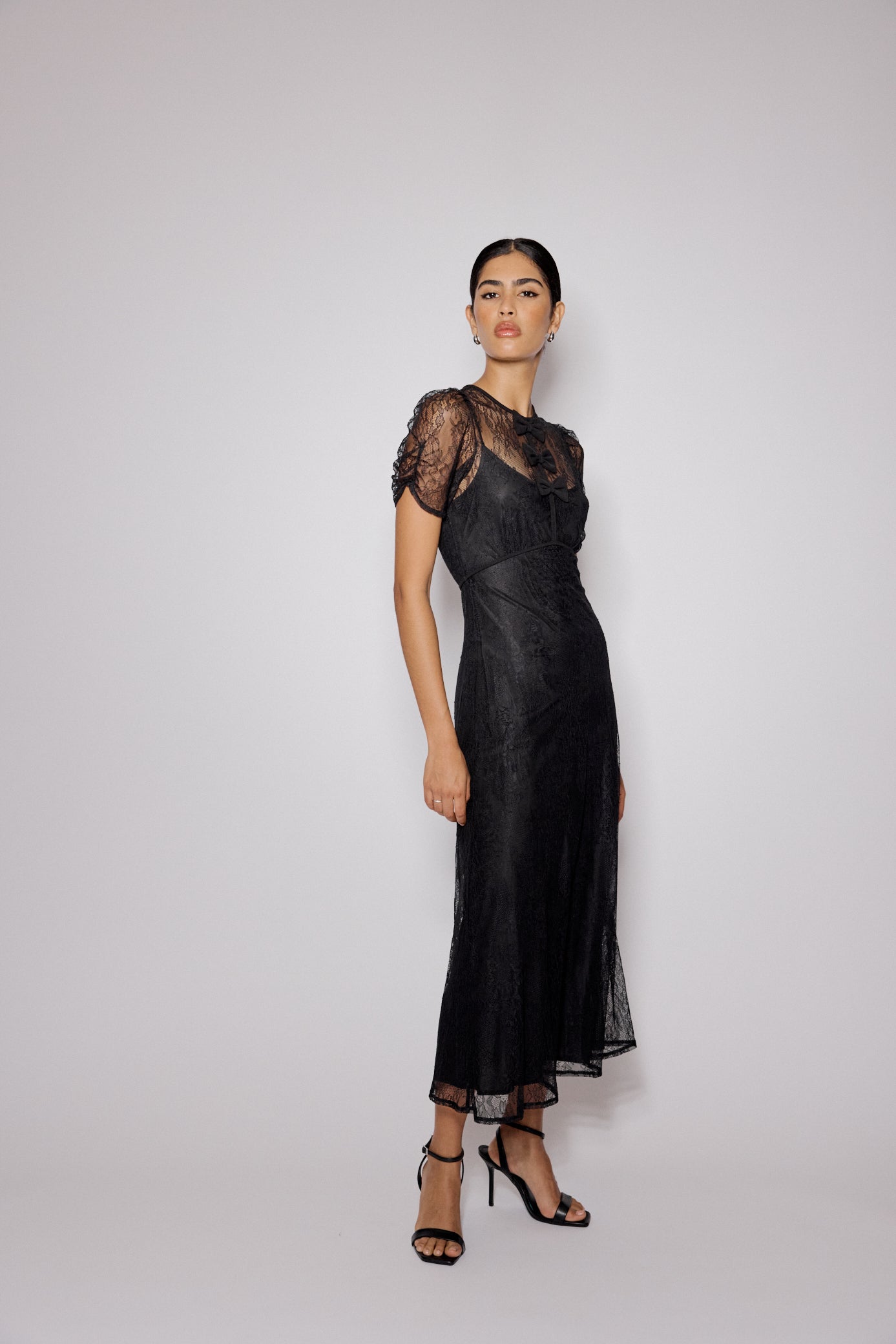 Black Lace Bow Front Una Midi Dress Black Lace Bow Front Una Midi Dress