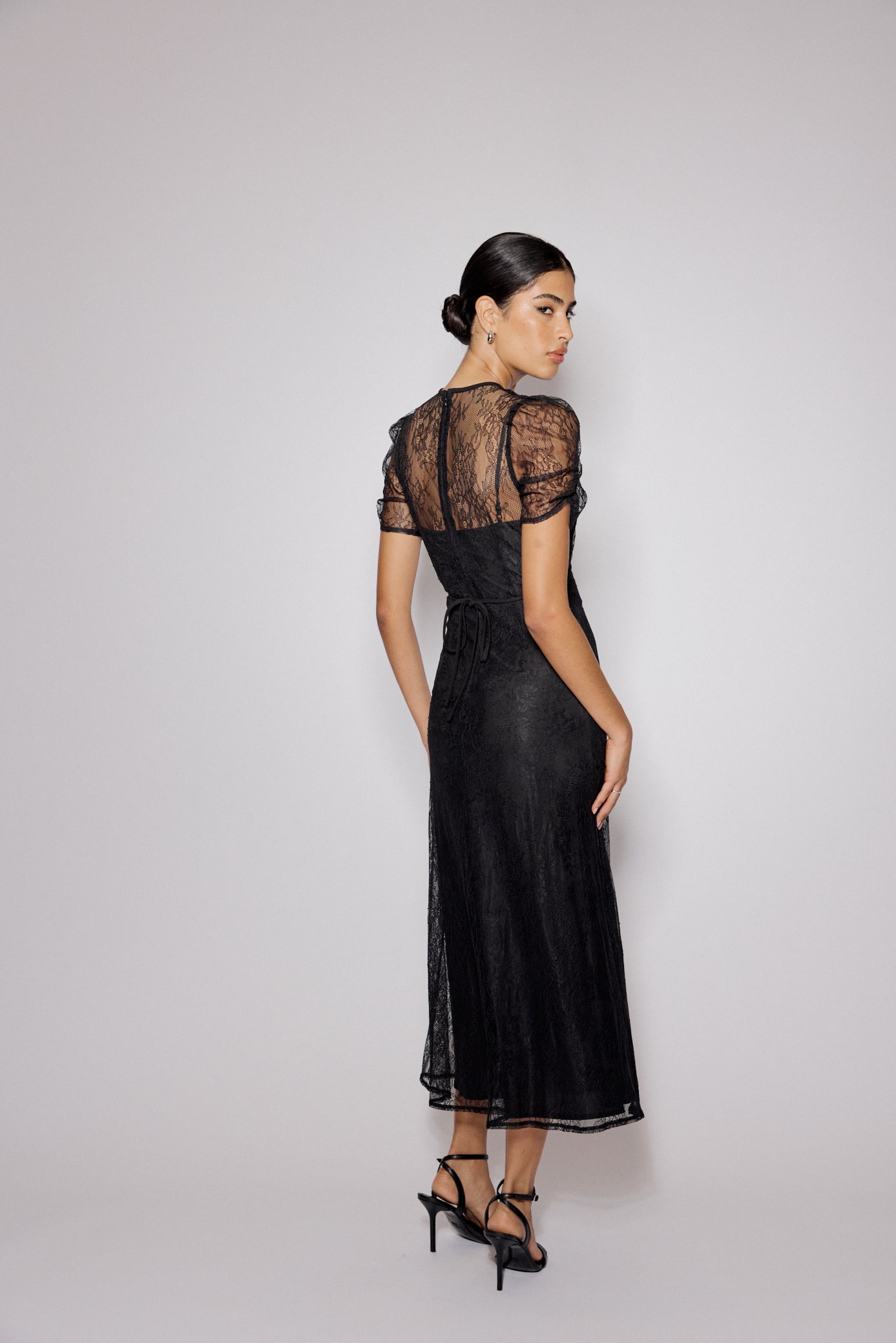 Black Lace Bow Front Una Midi Dress Black Lace Bow Front Una Midi Dress
