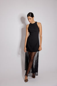 Black Vanessa Lace Skirt Midi Dress