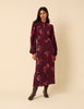 Burgundy Floral Long Sleeve Mila Midi Dress