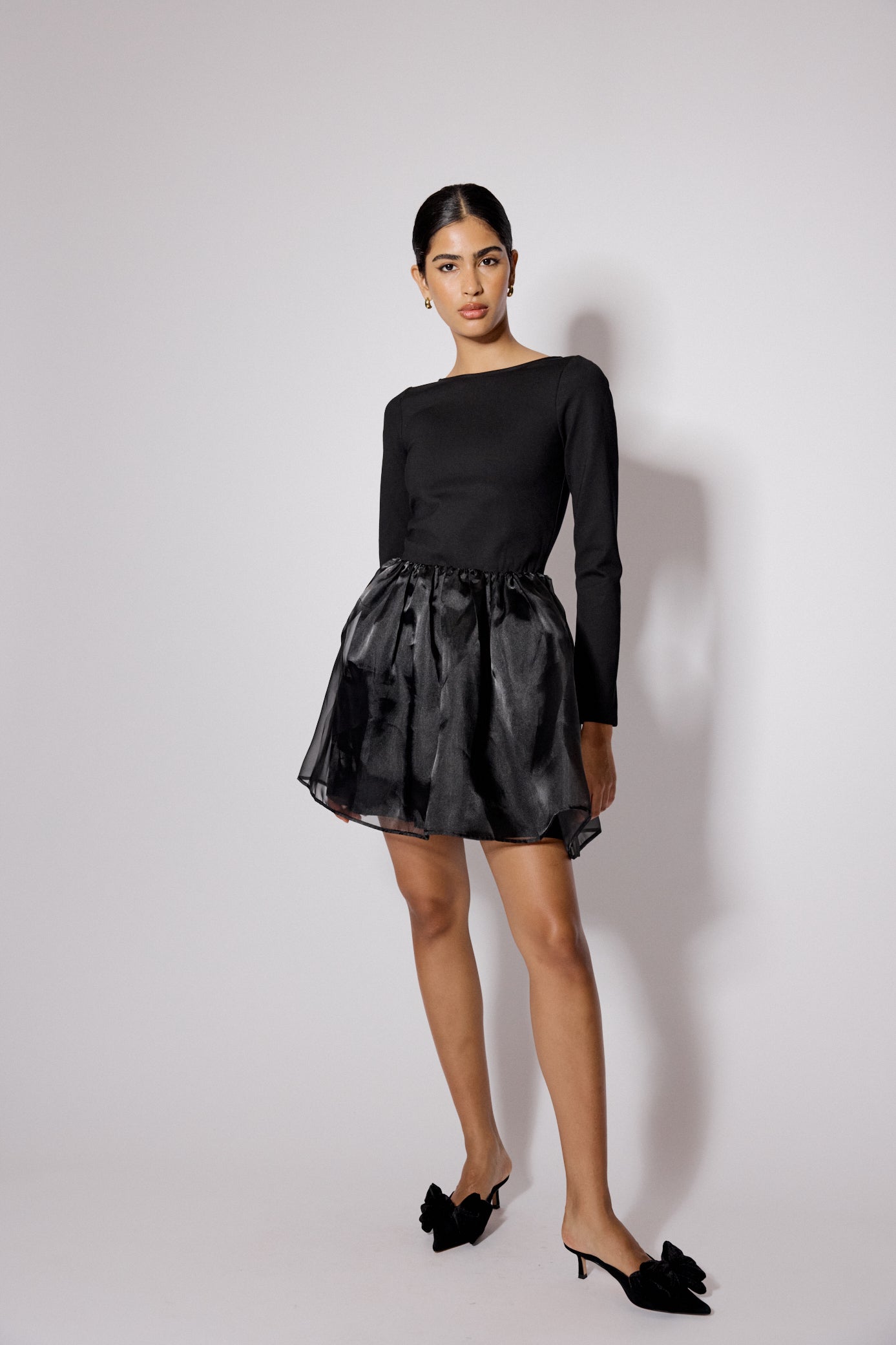 Black Long Sleeve Organza Poppy Mini Dress Black Long Sleeve Organza Poppy Mini Dress