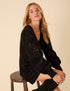 Black Cord Balloon Sleeve Bree Mini Dress