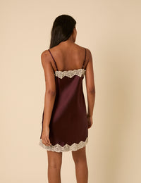 Burgundy Lace Trim Ally Mini Dress