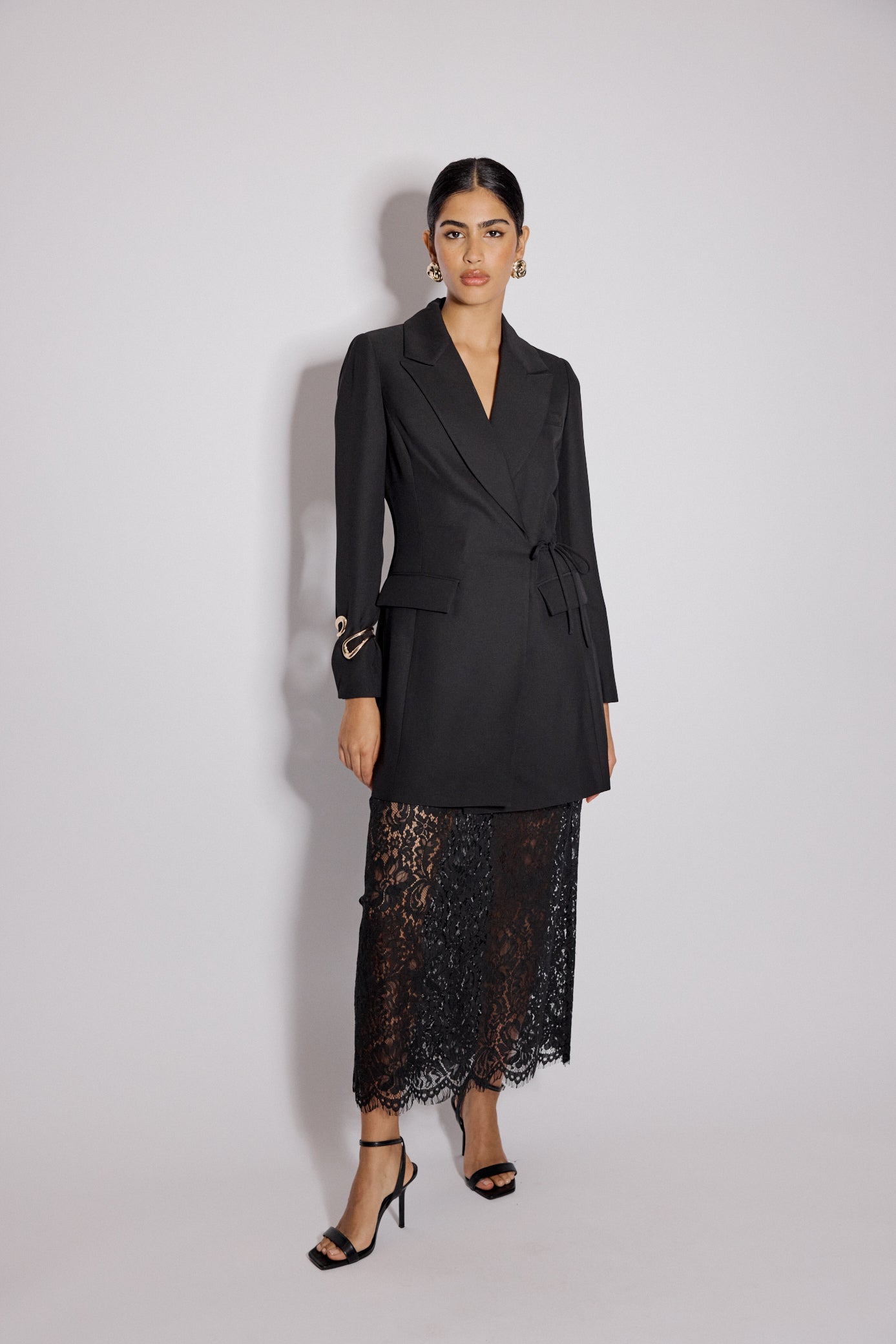 Black Tie Waist Blazer Mini Dress