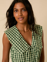 Green Gingham Sleeveless Playsuit