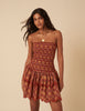 Red Tile Printed Bandeau Kai Mini Dress