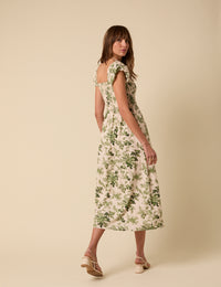 Cream Floral Imogen Midi Dress