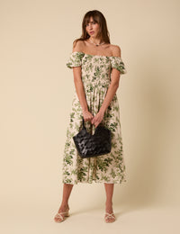 Cream Floral Imogen Midi Dress