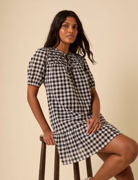Black Gingham Phoebe Mini Dress