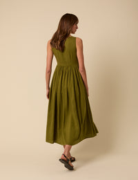 dark green drop waist dress ARRANGE wrap dropped waist maxi dress in dark khaki green