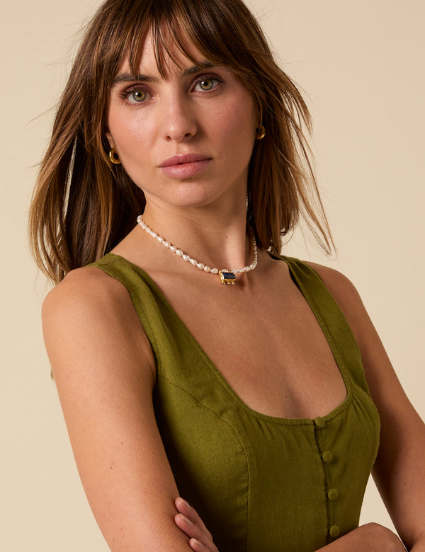 Green Drop Waist Cora Midi Dress