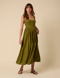 Green Drop Waist Cora Midi Dress Green Drop Waist Cora Midi Dress