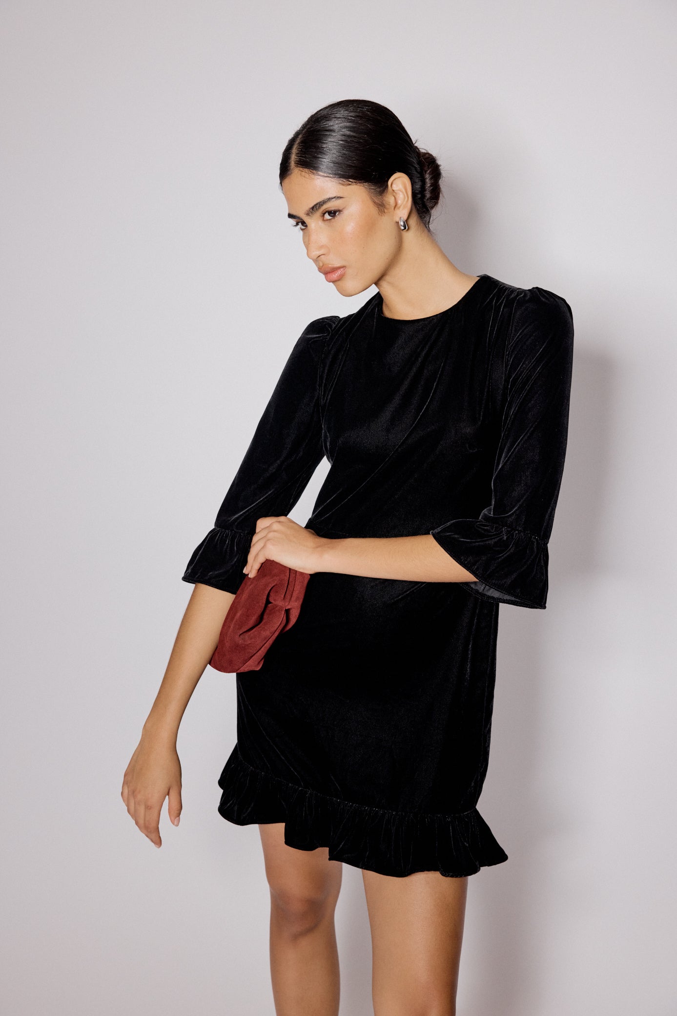 Black Velvet Fleur Mini Dress