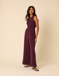 Plum Shirred Ruth Jumpsuit