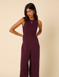 Plum Shirred Ruth Jumpsuit