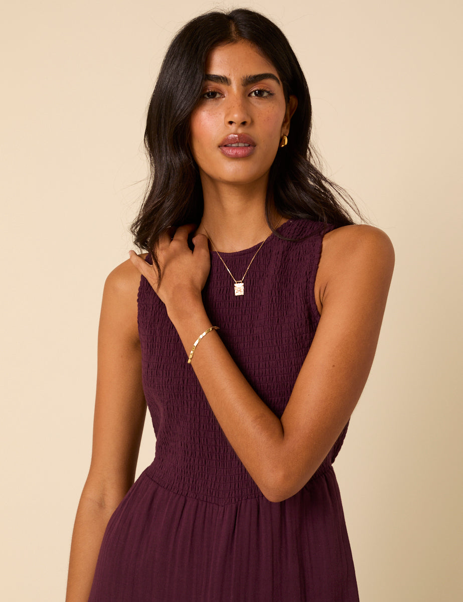 Plum Shirred Ruth Jumpsuit