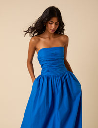 Blue Bandeau Felicity Midi Dress