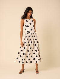 White Polka Dot Kyla Midi Dress