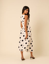 White Polka Dot Kyla Midi Dress