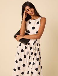 White Polka Dot Kyla Midi Dress