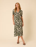 Black Floral Alexa Midi Dress
