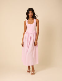 Baby Pink Drop Waist Cora Midi Dress