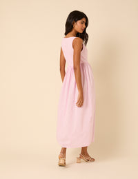 Baby Pink Drop Waist Cora Midi Dress