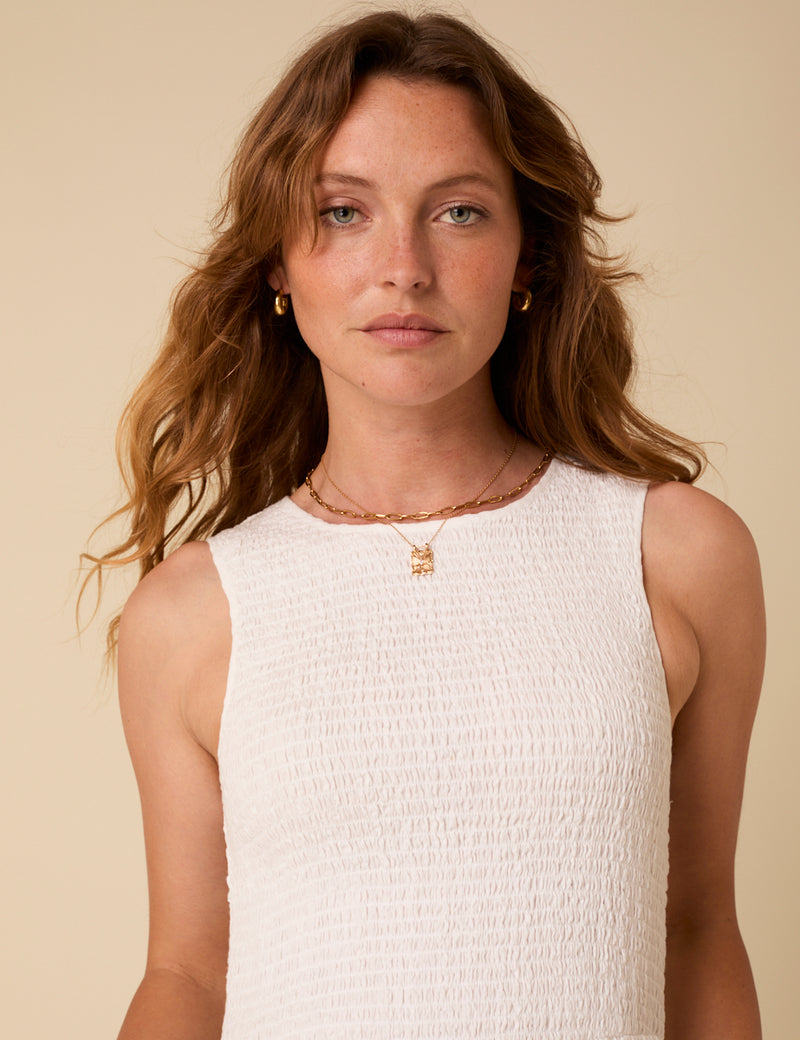 White Sleeveless Tiered Charlie Midi Dress