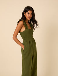 Khaki Cropped Length Maya Jumpsuit