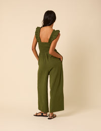 Khaki Cropped Length Maya Jumpsuit