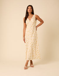 Cream Ditsy Floral Helena Midi Dress