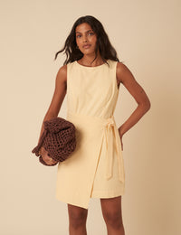 Butter Yellow Tie Waist Lottie Mini Dress