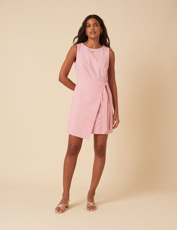 Pink Tie Waist Lottie Mini Dress