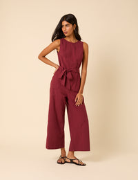 Burgundy Tie Waist Jumpsuit