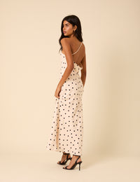 White Polka Dot One Shoulder Pia Maxi Dress