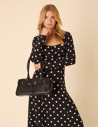 Black Polka Dot Delilah Midi Dress