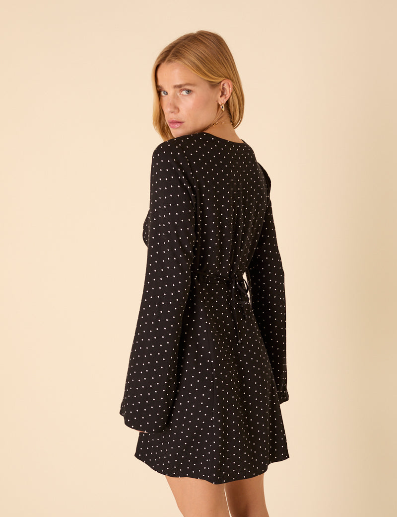 Black Polka Dot Olivia Mini Dress