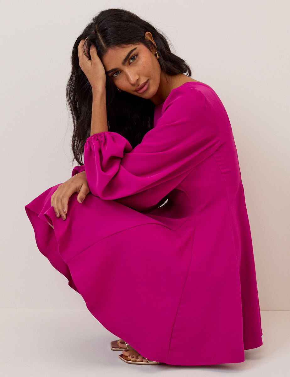 Pink Balloon Sleeve Ava Mini Dress