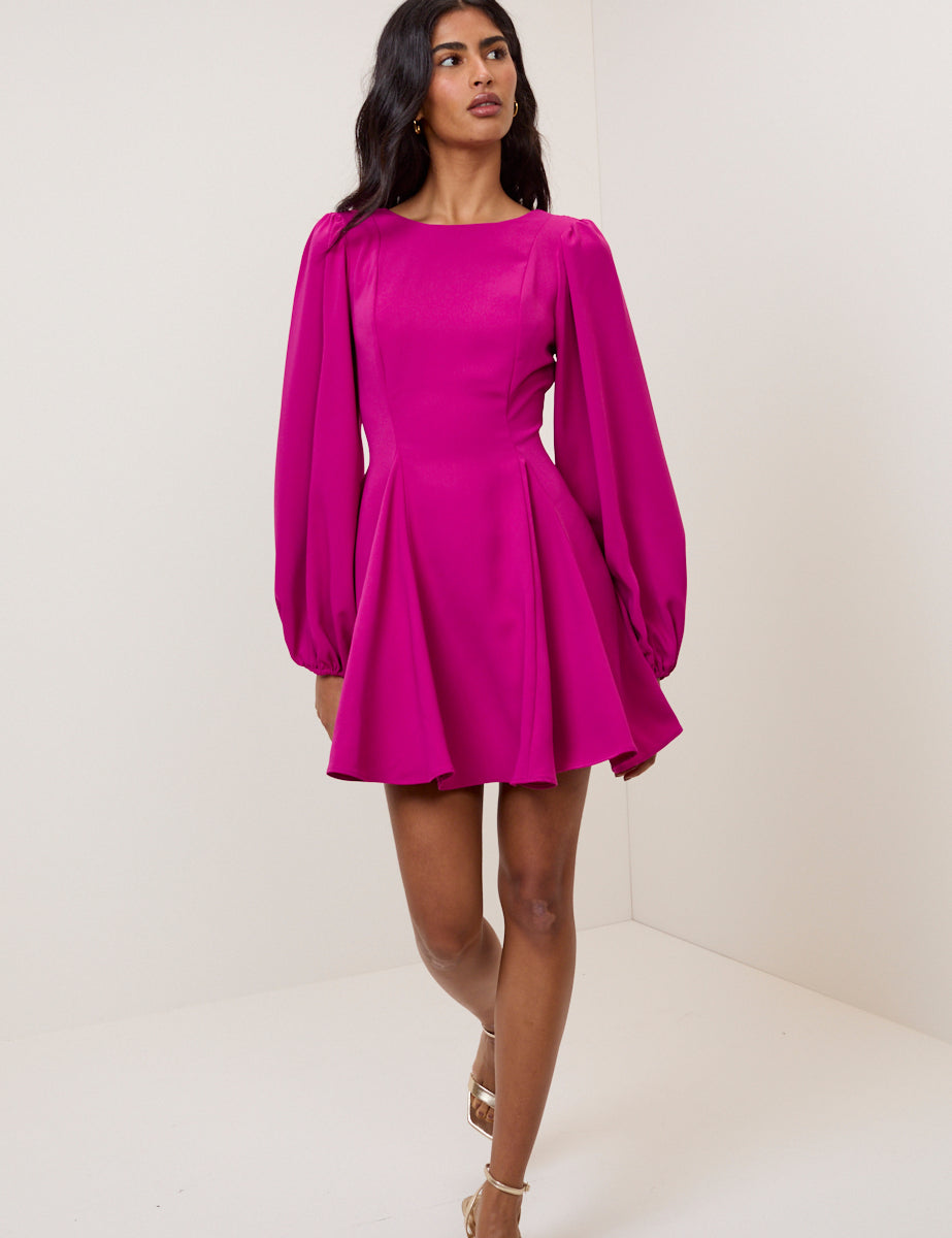 Pink Balloon Sleeve Ava Mini Dress