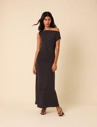 Black Asymmetric Bethany Maxi Dress