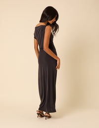 Black Asymmetric Bethany Maxi Dress