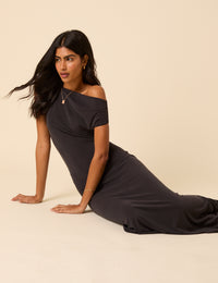 Black Asymmetric Bethany Maxi Dress