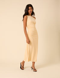 Butter Yellow Asymmetric Bethany Maxi Dress