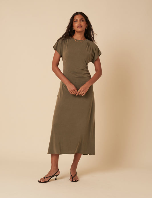 khaki green dress Meghan Sleeveless Maxi Dress Khaki Green