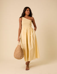 Butter Yellow Asymmetrical Georgia Midaxi Dress