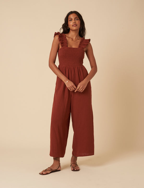 Brown Cropped Length Maya Jumpsuit