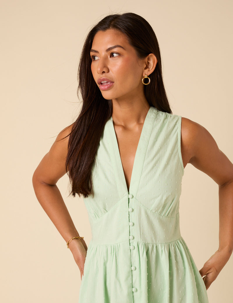 green pinstriped starlight midi dress NOBODY'S CHILD Gingham Starlight Midi Dress