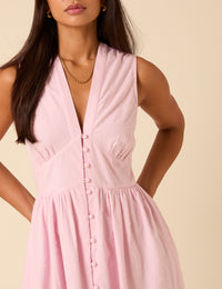 Baby Pink Sleeveless Starlight Midi Dress